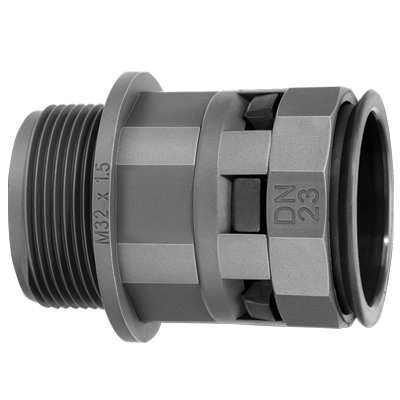 dkcPAM48M63N | Муфта труба-коробка DN 48 мм, М63х1,5, полиамид, цвет черный, DKC