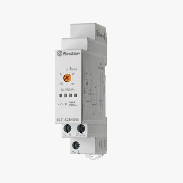 148182300000 | Модульный электронный лестничный таймер 1-функциональный; 1NO 16A; 3- или 4-проводная схема; питание, Finder