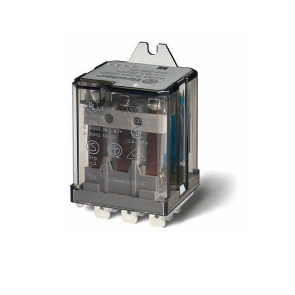 628290240300 | Реле с клеммами в наконечники Faston 250 серии 62.82, управление 24В DC, контакты AgCdO 2NO 16А, Finder