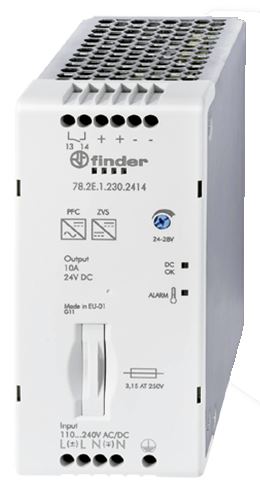 Импульсный источник питания; вход 110...250В AC/DC; выход 24В DC, 240Вт, Finder, 782E12302414