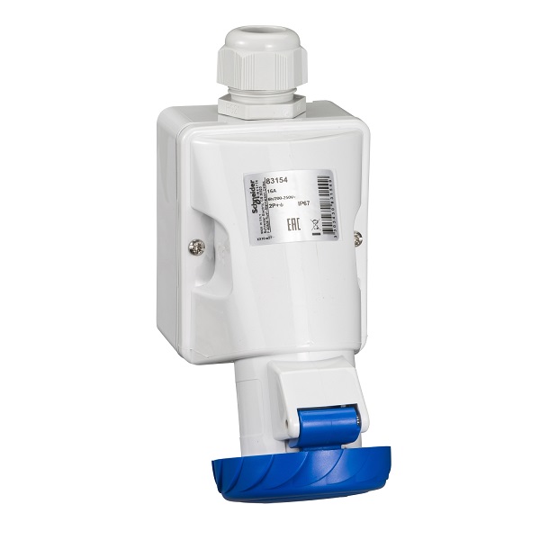 83154 | Розетка настенная, винтовое соединение, 16А 2P+E IP67 220В, Schneider Electric
