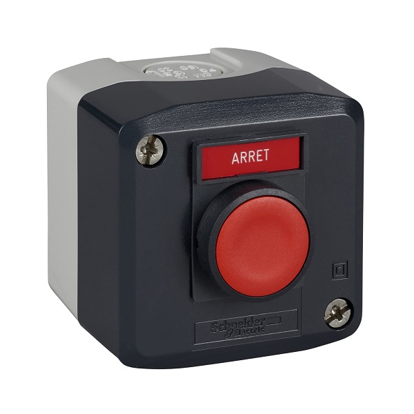 XALD118 | Кнопочный пост, 1 выступ. кнопка "Arrêt" с возвратом, маркировка на кнопке, 1 НЗ, Schneider Electric