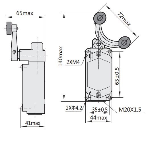 441041 | Выключатель путевой YBLX-K1/211 c двумя роликами, Chint