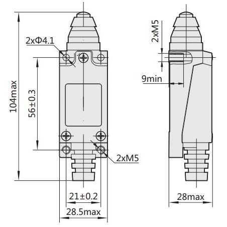 443014 | Выключатель путевой YBLX-ME/8111 с плунжером прямого давления, Chint