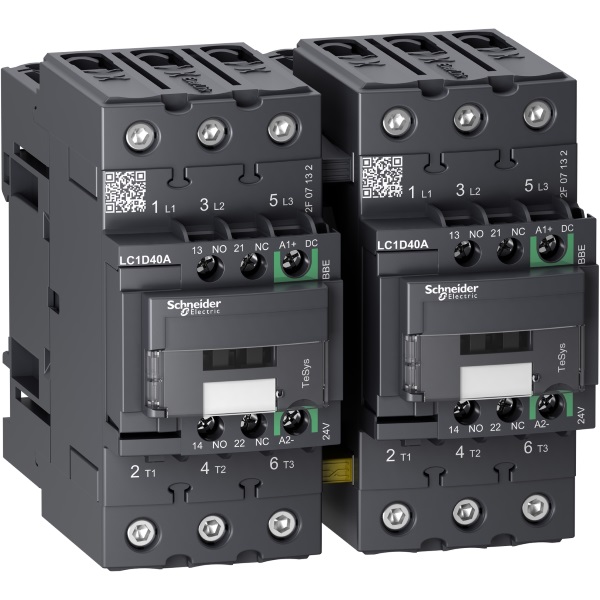 LC2D40ABBE | Контактор реверсивный, серия Tesys D Green, 3P, 40 А, AC3, 1 НО +1 НЗ, 24В DC, Schneider Electric