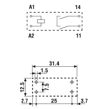 453170240310 | Миниатюрное реле, серия 45, 24В DC чувств., 16А, 1NO, Finder
