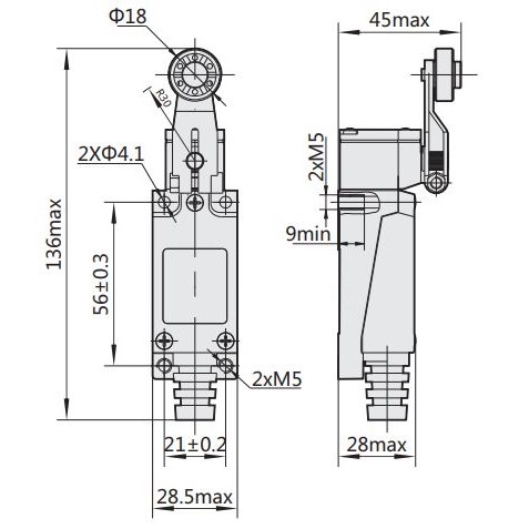 443011 | Выключатель путевой YBLX-ME/8104 c поворотным роликом, Chint