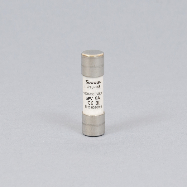 SV1038H-6 | Плавкая вставка 6 А, gPV, 10х38 мм, 1000 B DC, Sinvel 