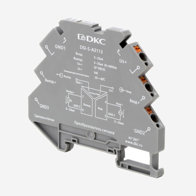dkcDSI-S-A3113 | Преобразователь сигнала DSI-S, 6,2 мм 1 вход 0…20 мА, 1 выход 0…20 мА, DKC
