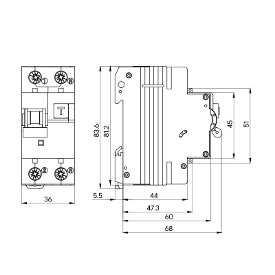 MDR63-21C32-A | АВДТ YON MDR63 1P+N 32A C 10mA 6kA тип A, DKC