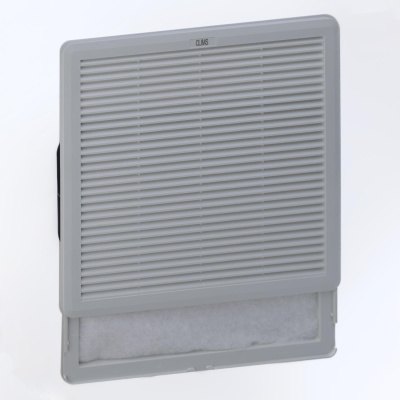 Вентилятор с фильтром 1000 м3/ч, 230В AC, Slide 320х320мм, вырез 291x291мм, RAL7035