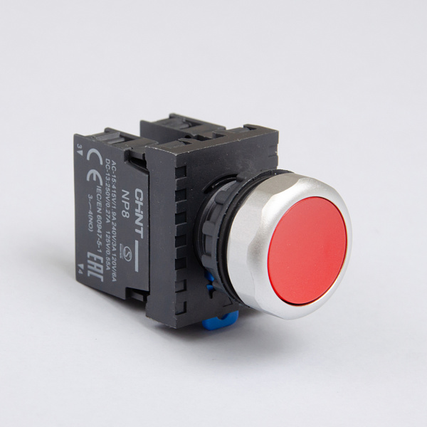 667114 | Кнопка NP8-11BN/4 красный, 1НО+1НЗ, IP65, Chint