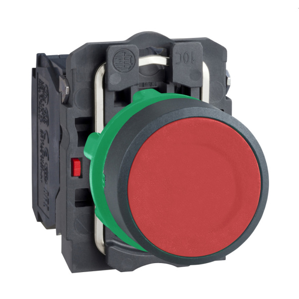 XB5AA45 | Кнопка без подсветки, с возвратом, 1НО+1НЗ, красная, Schneider Electric