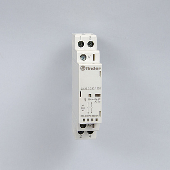 223202301520 | Контактор, 1НО+1НЗ, 25 А, 230В AC/DC, мех.индикатор + LED, AgNi, Finder