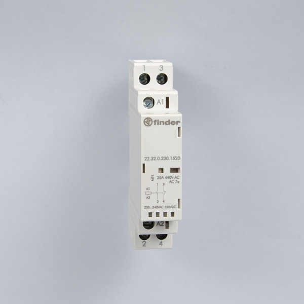 223202301520 | Контактор, 1НО+1НЗ, 25 А, 230В AC/DC, мех.индикатор + LED, AgNi, Finder