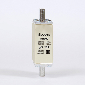 FNH000S-10 | Предохранитель 10 A, габарит 000, gG, 500 B AC/ 250 B DC, боёк, Sinvel 