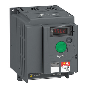 ATV310HU22N4E | Преобразователь частоты, серия ATV310, 2,2 кВт, 5,5 А, перегрузка 150 %, 380 В, Schneider Electric