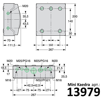 13979 | Щит навесной Mini Kaedra IP65, 12 модулей, 1ряд, Schneider Electric