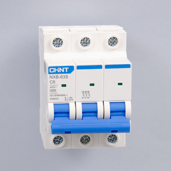 296825 | Автоматический выключатель NXB-63S 3P 6А 4,5кА характеристика C, Chint