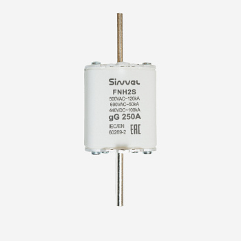 FNH2S-250 | Предохранитель 250 A, габарит 2, gG, 500 B AC/ 440 B DC, боёк, Sinvel 