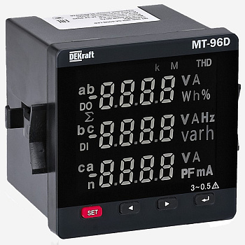 50400DEK | Мультиметр цифровой 72х72мм трехфазный, вход 600В 5А, LED-дисплей МТ-72D, Dekraft