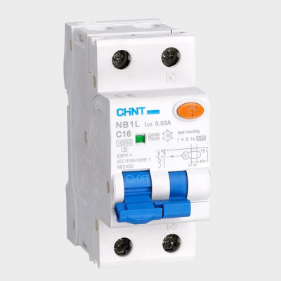 203115 | Диф. автомат NB1L 1P+N B16 100мА тип AC 10кА (36mm) , Chint