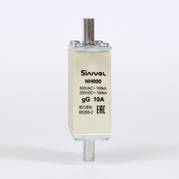 FNH000S-10 | Предохранитель 10 A, габарит 000, gG, 500 B AC/ 250 B DC, боёк, Sinvel 