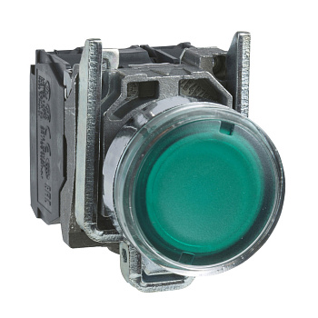 XB4BW33G5 | Кнопка с подсветкой 110В AC с возвратом, зелёная, 1НО+1НЗ, Schneider Electric