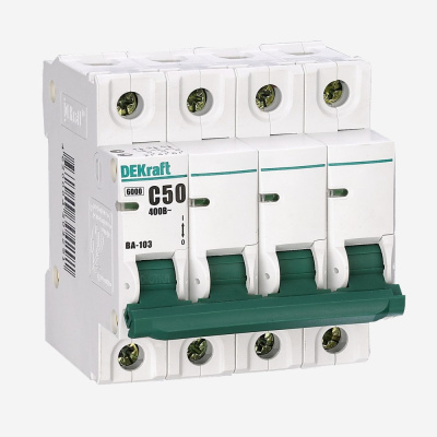 12110DEK | Автоматический выключатель ВА-103, 4P, 40А, кривая C, 6кА, Dekraft