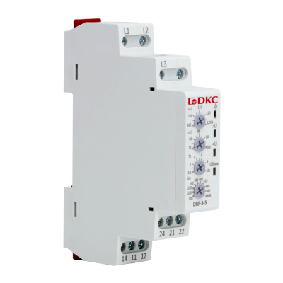 dkcDRF-3-5 | Реле контроля фаз, 3 фазы, тип DRF, контроль напряжения, контроль обрыва фаз, DKC