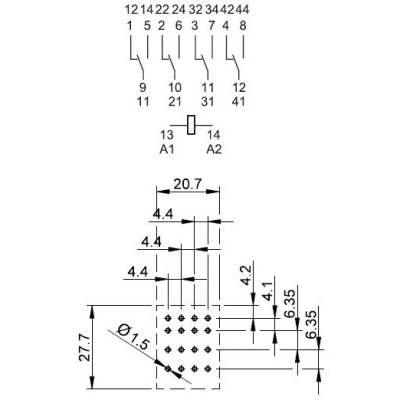551490120000 | Универсальное реле, серия 55, 12В DC, 7 А, 4CO, Finder