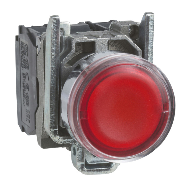 XB4BW3465 | Кнопка с подсветкой 250В AC с возвратом, красная, 1НО+1НЗ, Schneider Electric