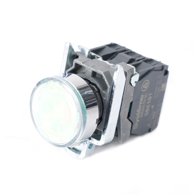 SB4BW31B5 | Кнопка белая, металл, подсветка 24В DC, 1НО+1НЗ, Schneider Electric
