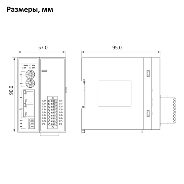 GR10-8TCE | Модуль расширения ведомый EtherCAT 8 входов термопар B, E, J, K, N, R, S, T, съемный пружинный зажим, Inovance