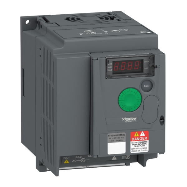 ATV310HU15N4E | Преобразователь частоты, серия ATV310, 1,5 кВт, 4,1 А, перегрузка 150 %, 380 В, Schneider Electric