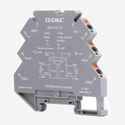 dkcDSI-S-A1111 | Преобразователь сигнала DSI-S, 6,2 мм 1 вход 4…20 мА, 1 выход 4…20 мА, DKC
