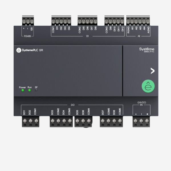 ZR1PP00BD4A | Интеллектуальное реле SR1; 24 VDC; 24 IO: 12 DI, 8 DO (реле); 4 AI; 1xRS485, Systeme Electric
