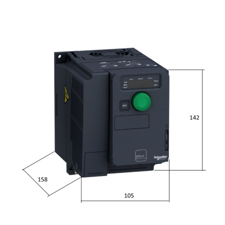 ATV320U15M2C | Преобразователь частоты, серия ATV320, 1,5 кВт, 8 А, перегрузка 150 %, 220 В, 1ф, Schneider Electric