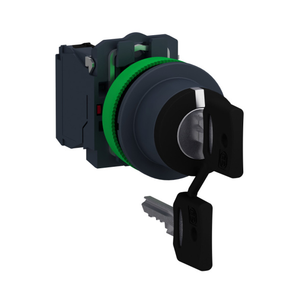 XB5FG03 | Переключатель 3 положения, ± 45° с фиксацией, с ключом, 2НО, Schneider Electric