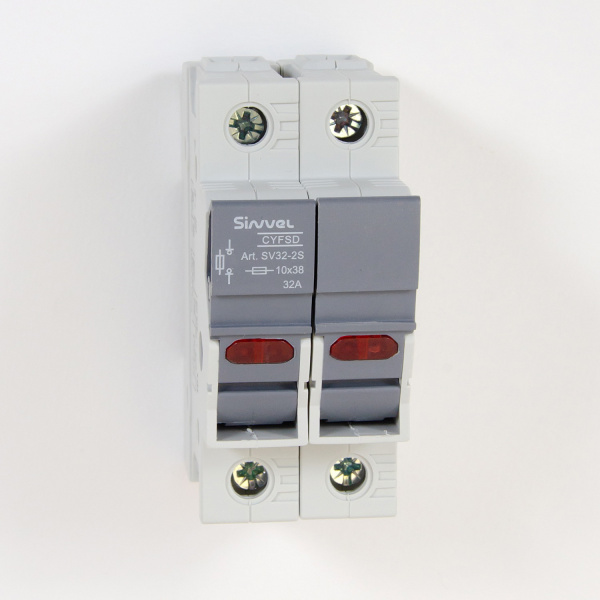 SV32-2S | Модульный ПВР, 32 А, 2Р, для 10х38мм, LED, 690 B AC/ 250 B DC, Sinvel 