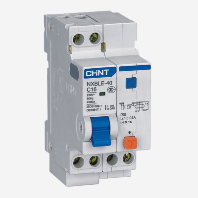 821079 | Дифференциальный автомат NXBLE-40 1P+N 40А, характеристика C 30мА, электронный тип AС, характеристик, Chint