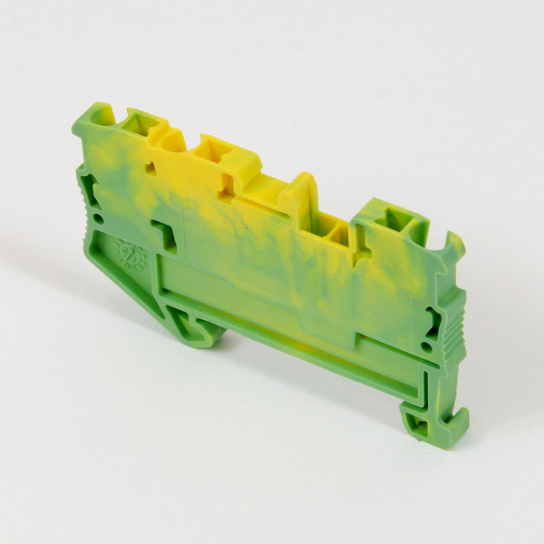 3034125 | Клемма DT 2,5-TWIN-PE, соединение push-in, 3 вывода, желто-зел. (уп.-50шт.), Phoenix Contact