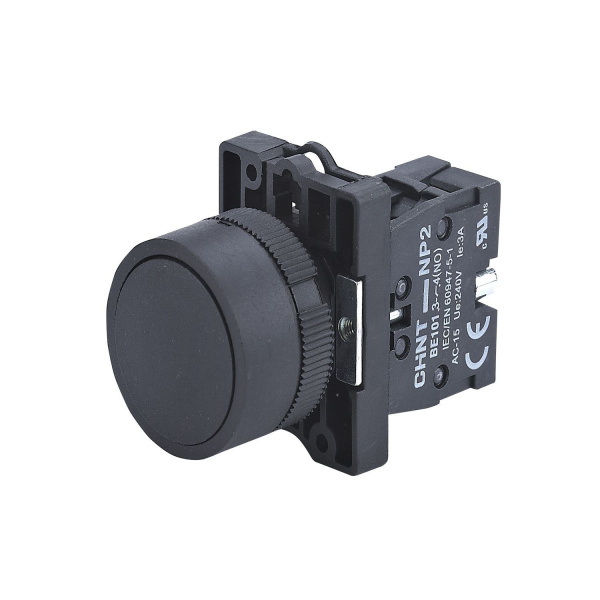 574084 | Кнопка NP2-EA21 чёрная 1НО, IP40 пластик, Chint