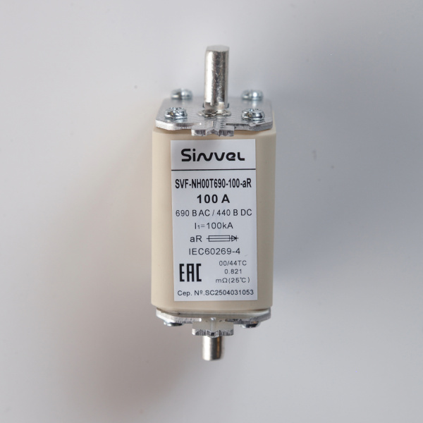 SVF-NH00T690-100-aR | Предохранитель, 100 А, 690 В AС, aR, габарит 00, ножи, Sinvel 