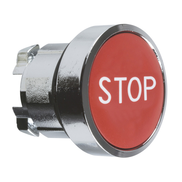 ZB4BA434 | Головка для кнопки 22мм красная, надпись "STOP", утопленный монтаж, Schneider Electric