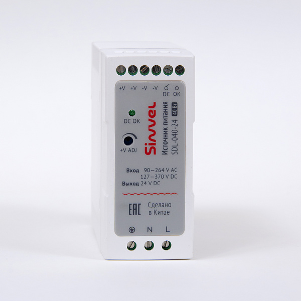 Блок питания SDL 40 Вт, питание 90-264В AC, 127-370В DC; выход 24В DC, пластиковый корпус, Sinvel, SDL-040-24