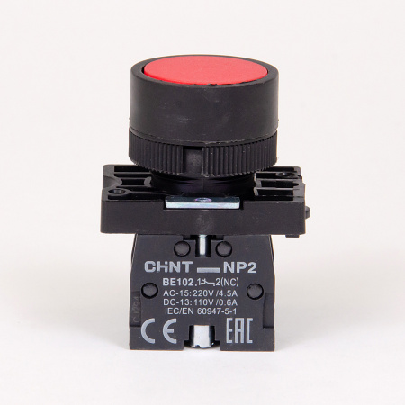 574089 | Кнопка NP2-EA42 красная 1НЗ, IP40 пластик, Chint