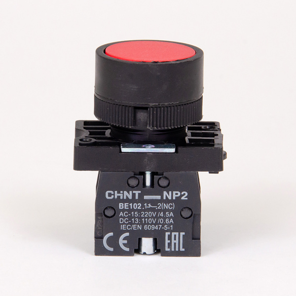 574089 | Кнопка NP2-EA42 красная 1НЗ, IP40 пластик, Chint