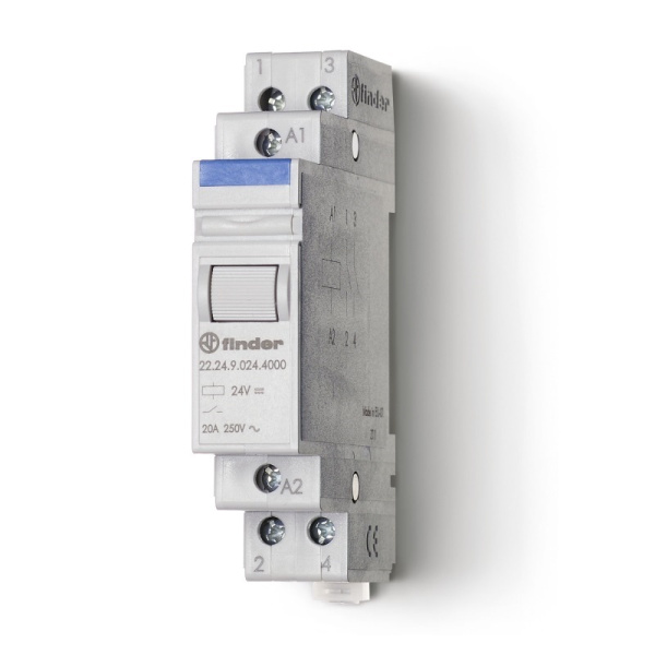 222482404000 | Моностабильное реле, серия 22, 2НЗ, 20 А, управление 240В AC, Finder