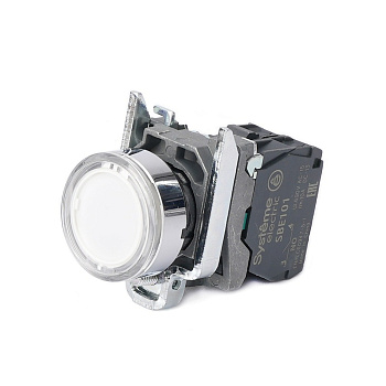 SB4BW31M1 | Кнопка белая, металл, подсветка 230-240В AC, 1НО, Systeme Electric